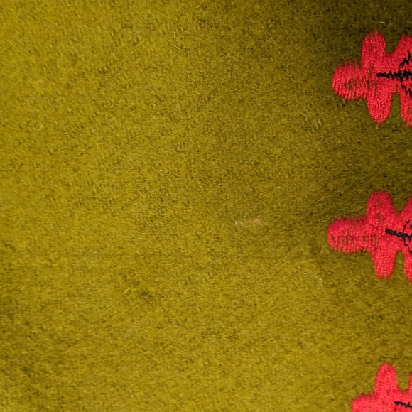 Vintage Wool Blend Embroidered Coat Large Terry K Floral Green Red - Picture 12 of 16